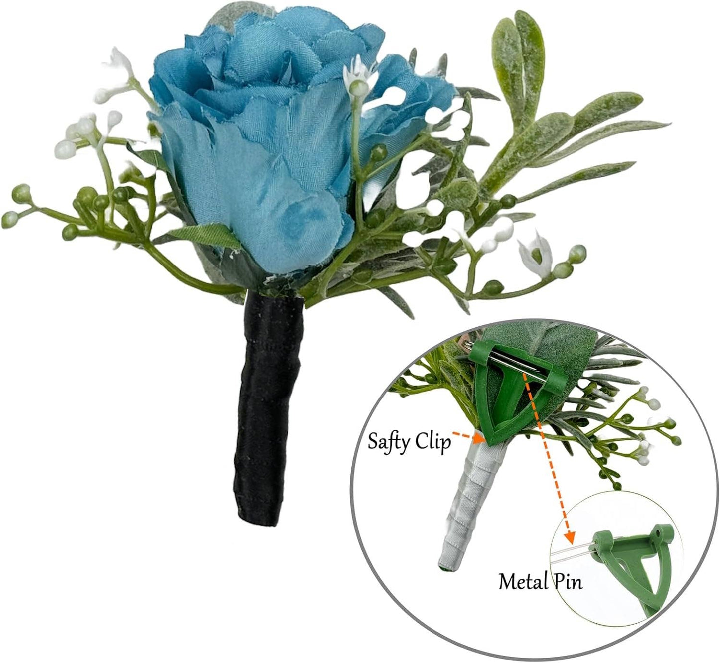 35Colors-Ready to use-Classic Faux Rose Boutonniere-Clip&Pin