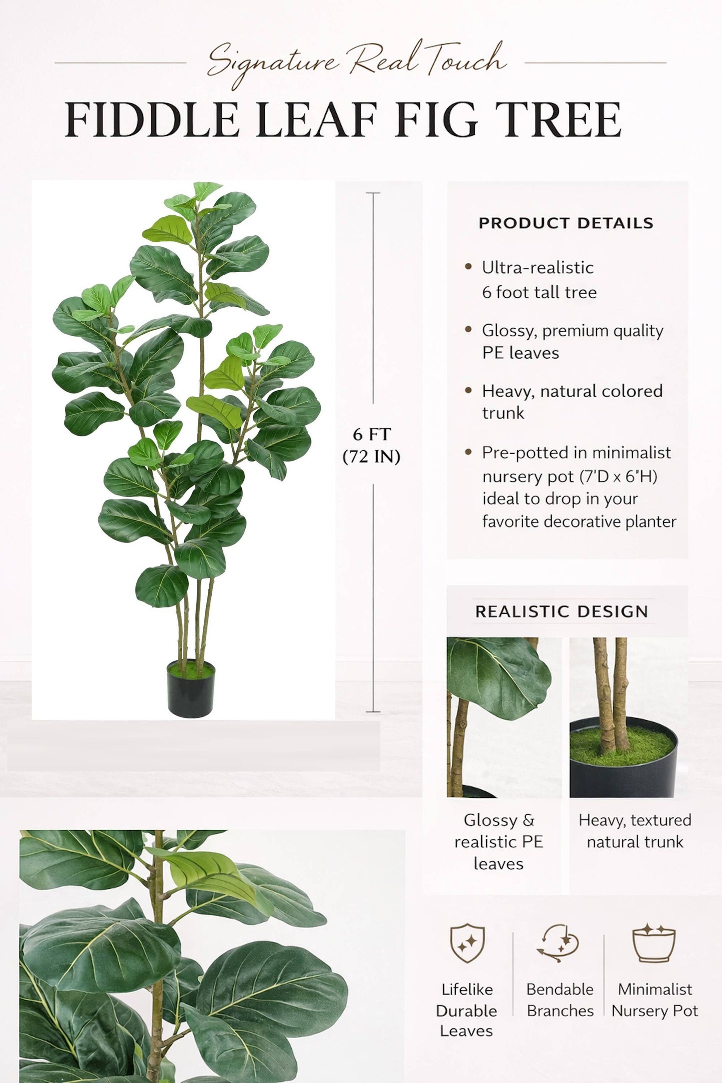 Signature Multi-Trunk (3 & 4) Artificial Fiddle Leaf Fig