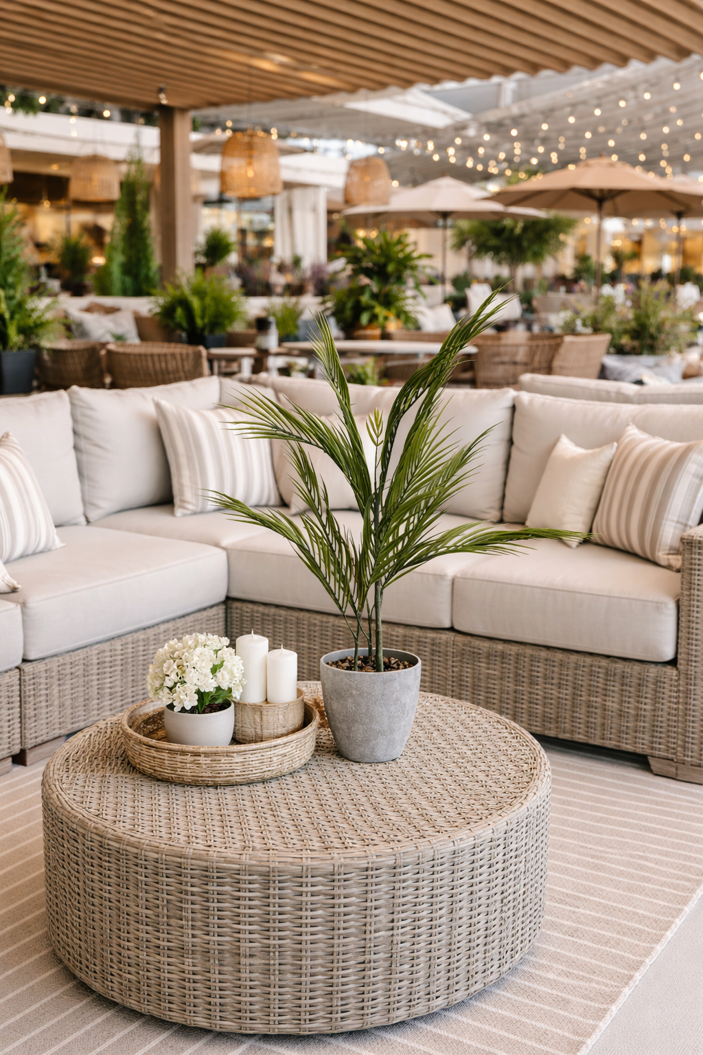 29” Artificial Palm Plant in Ceramic-Look plastic Pot