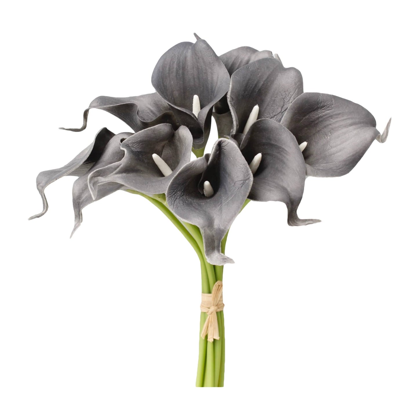 pack of 10-Grey Black Silver real touch 14inch calla lilies