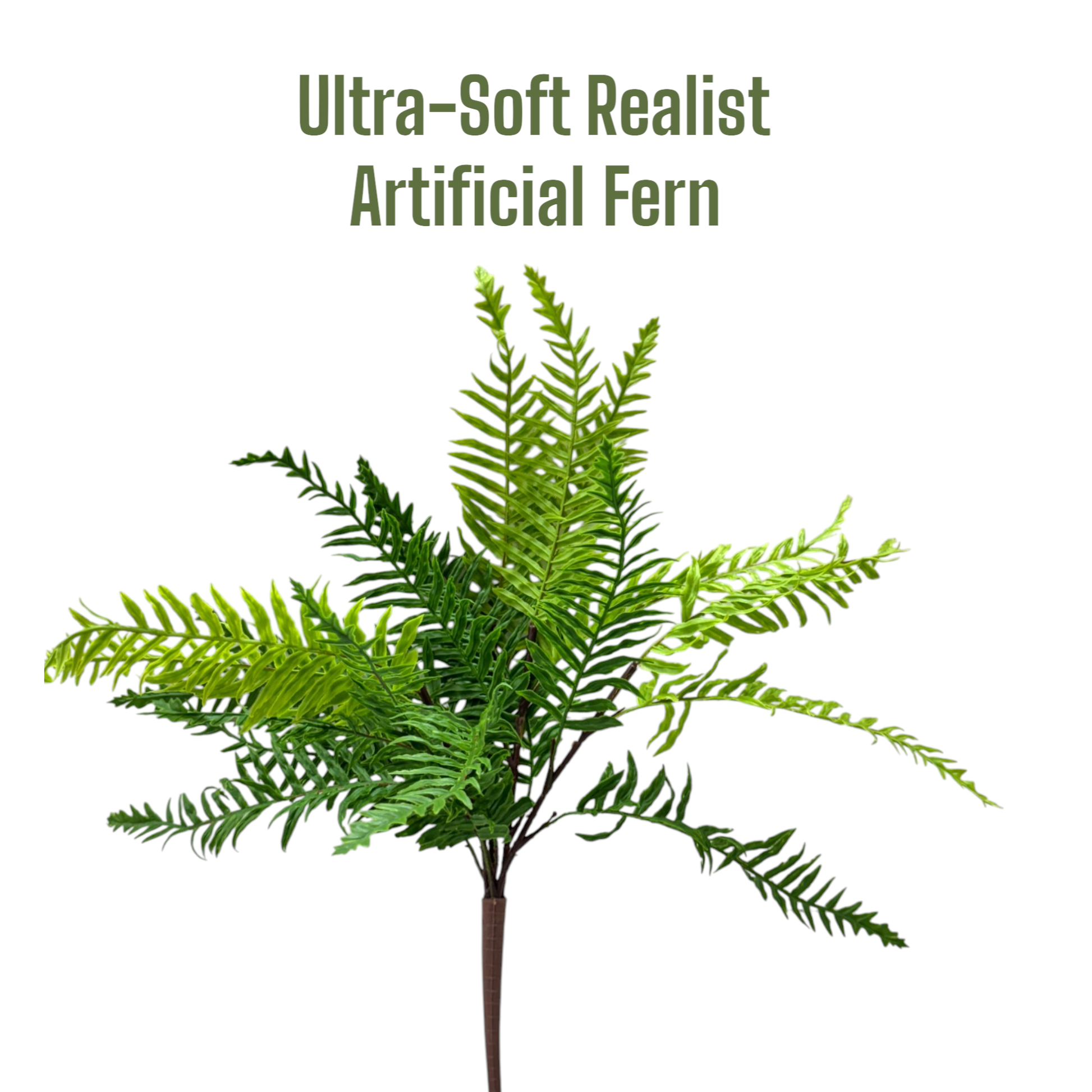 Realistic & Ultra-Soft Touch-21 Leaves-Artificial Fern Bush