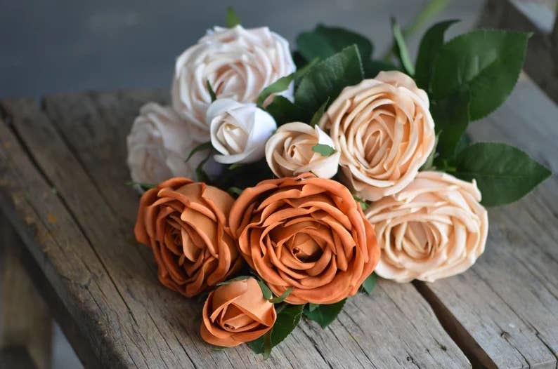 28.75"-Long Lush Elegant large bloom Real Touch Cabbage Rose