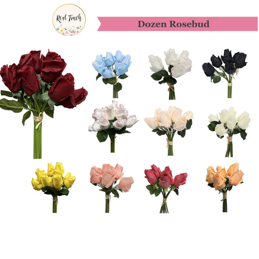 Pack of 7 or 12 stems-Real Touch rosebud bouquet