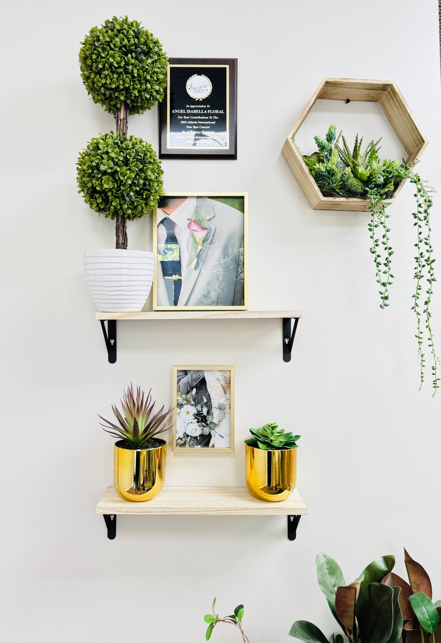 Potted Artificial Tabletop Succulents -Echeveria Yucca