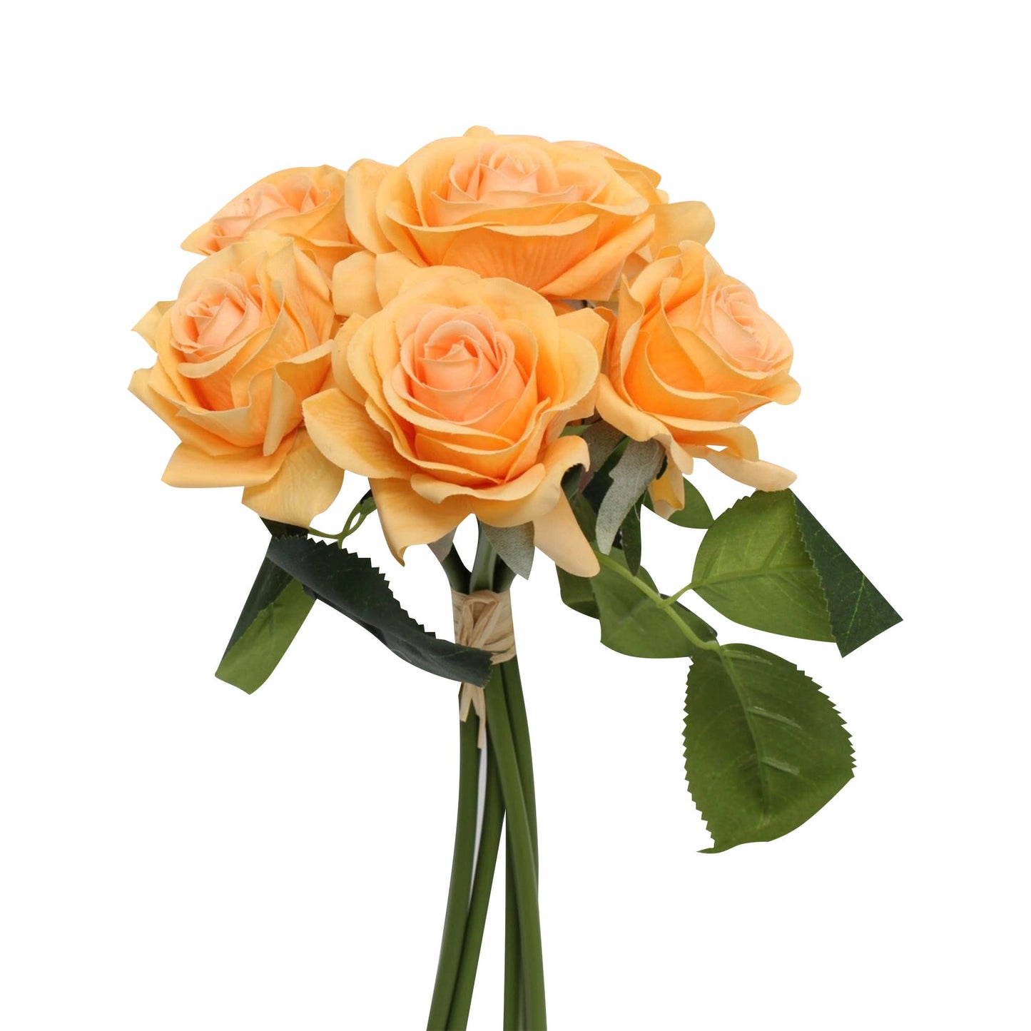 Pack of 6 stems-Real Touch medium open rose bouquet