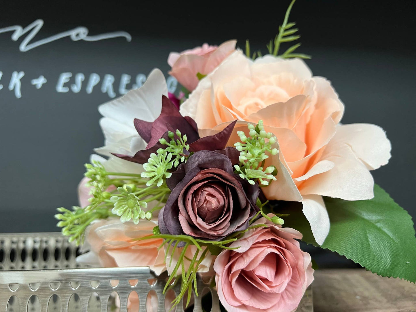 Artificial rose hydrangea greenery bouquet