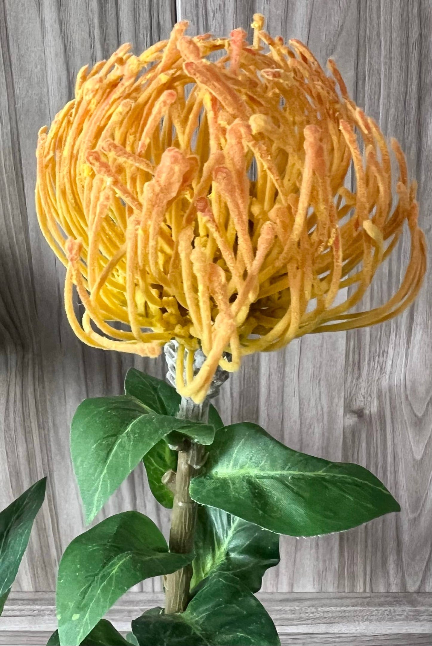 29" Artificial Saffron Pincushion Needle Protea