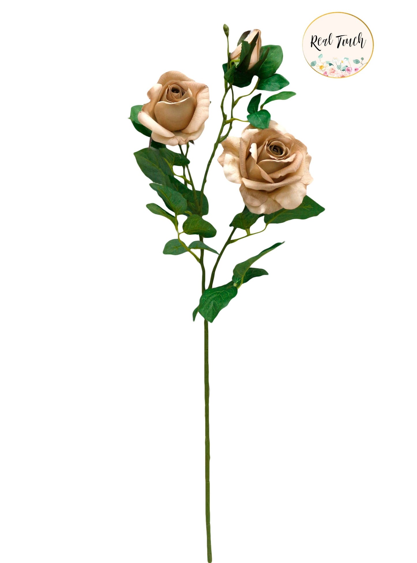 27" real touch Artificial rose-2 flowers 1 bud