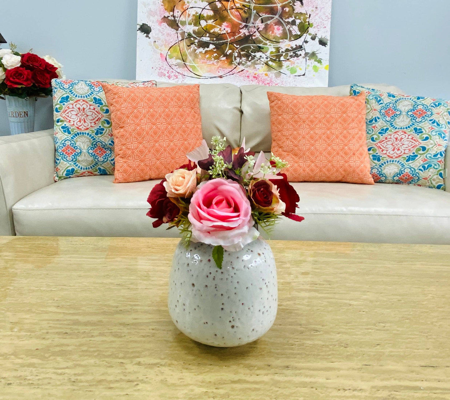 Artificial rose hydrangea greenery bouquet