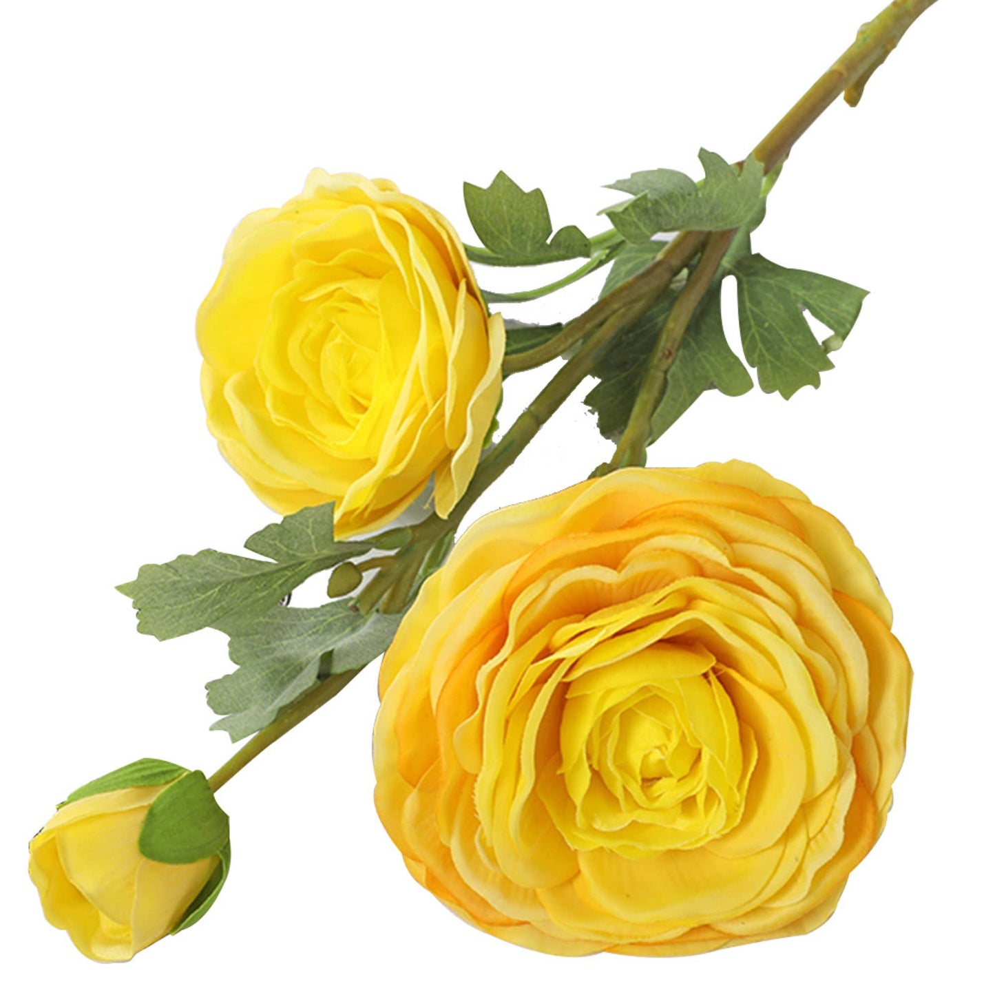 24" Real Touch ranunculus 2 flowers 1 bud