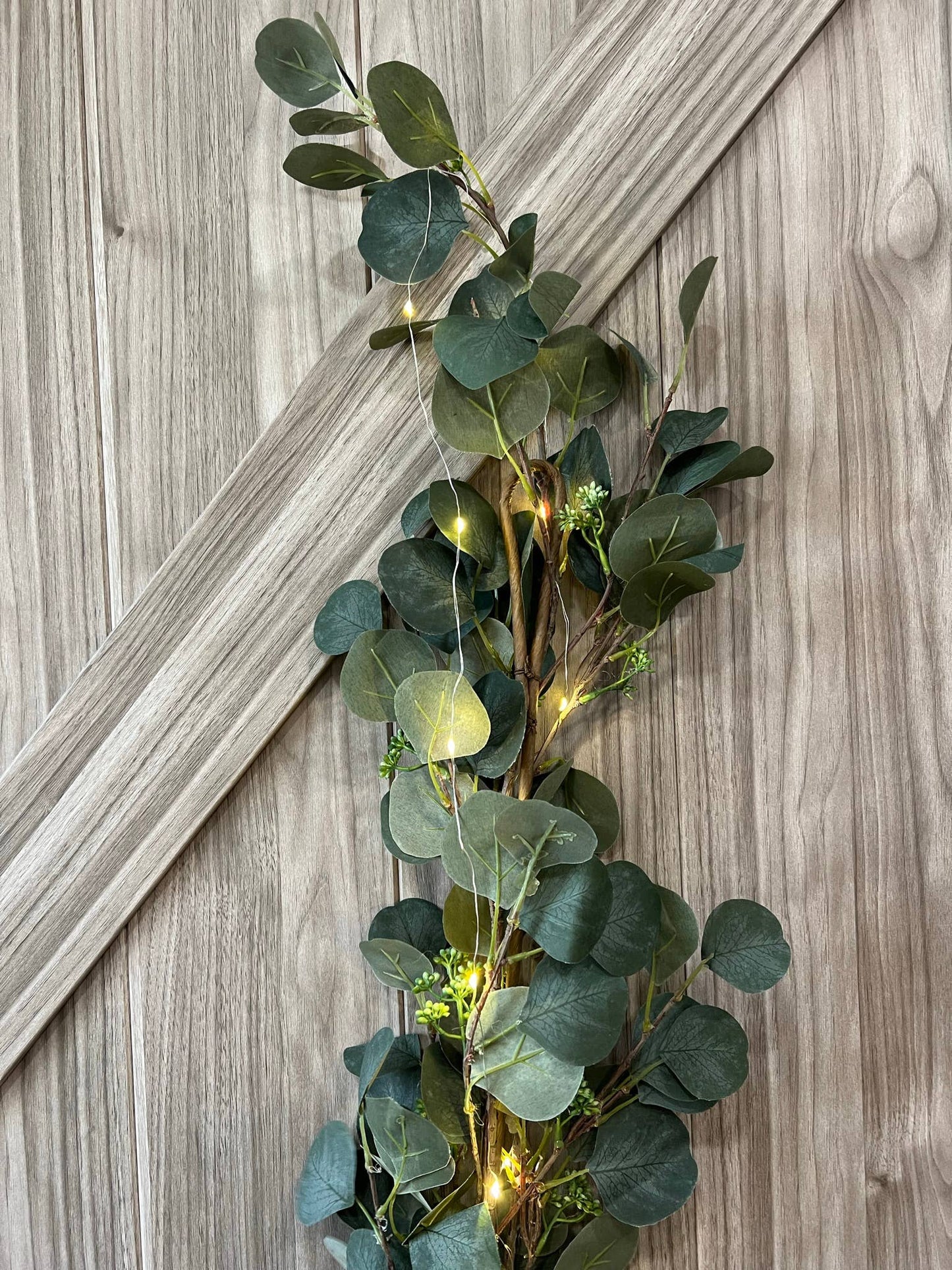 70" Lights-Seeded Artificial Eucalyptus Garland