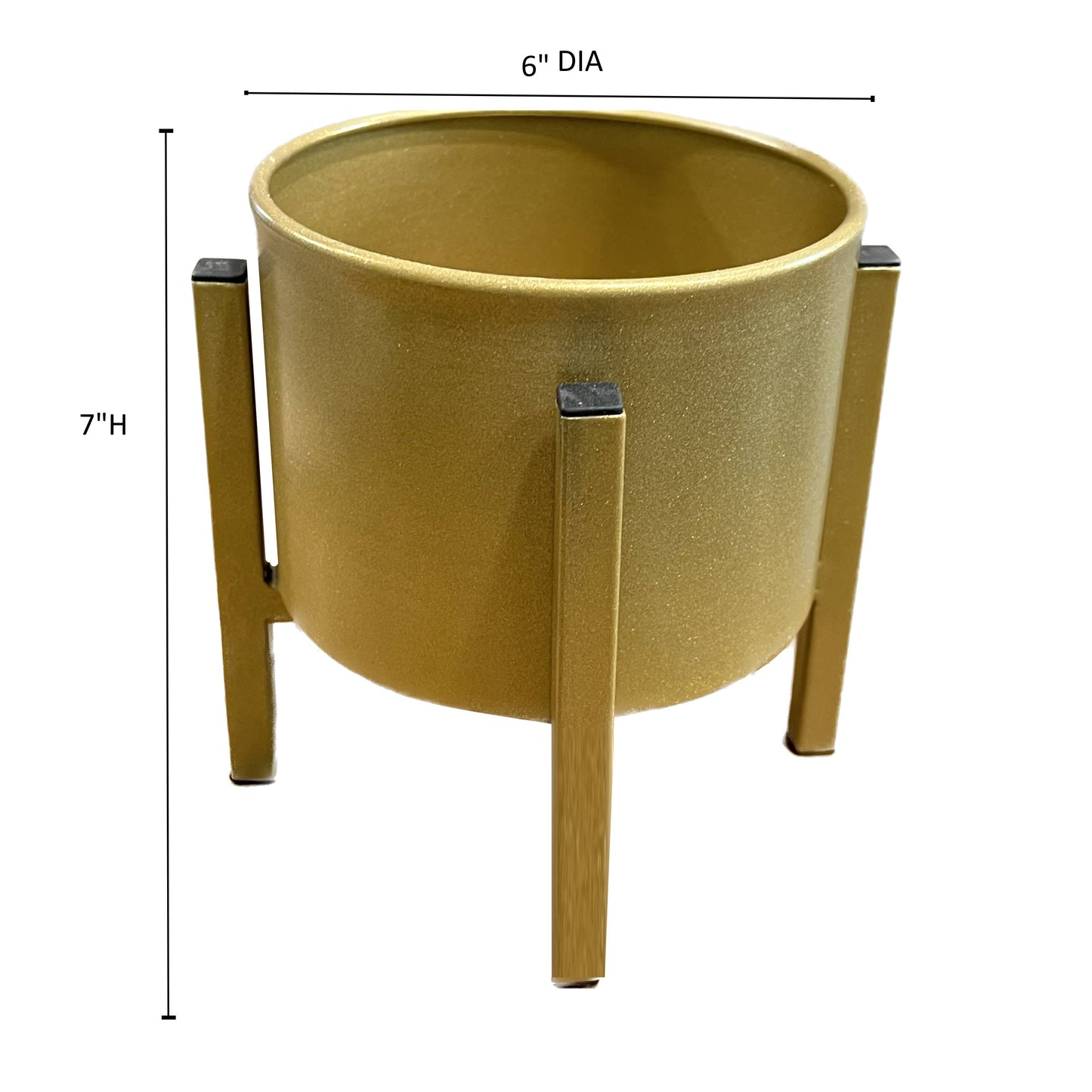 6" Gold Metal Planter with stand tabletop decor