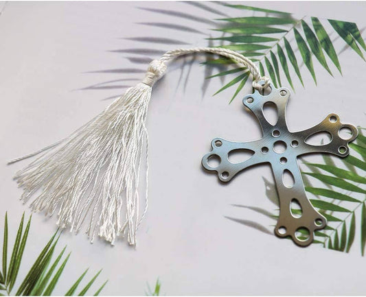 Boxed Bookmark-silver Cross with tassel