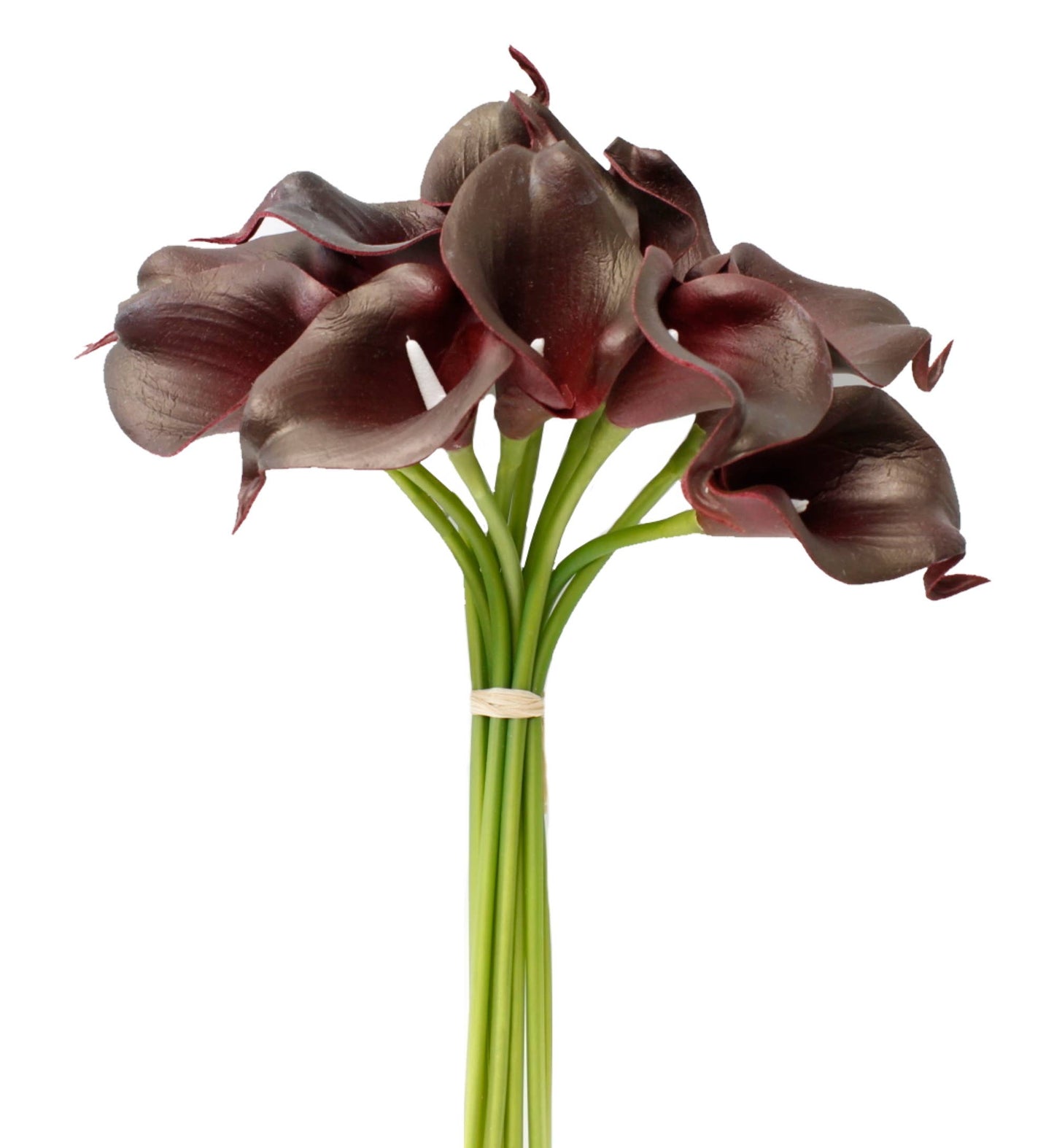 10 stem real touch calla lily-Red burgundy color palette