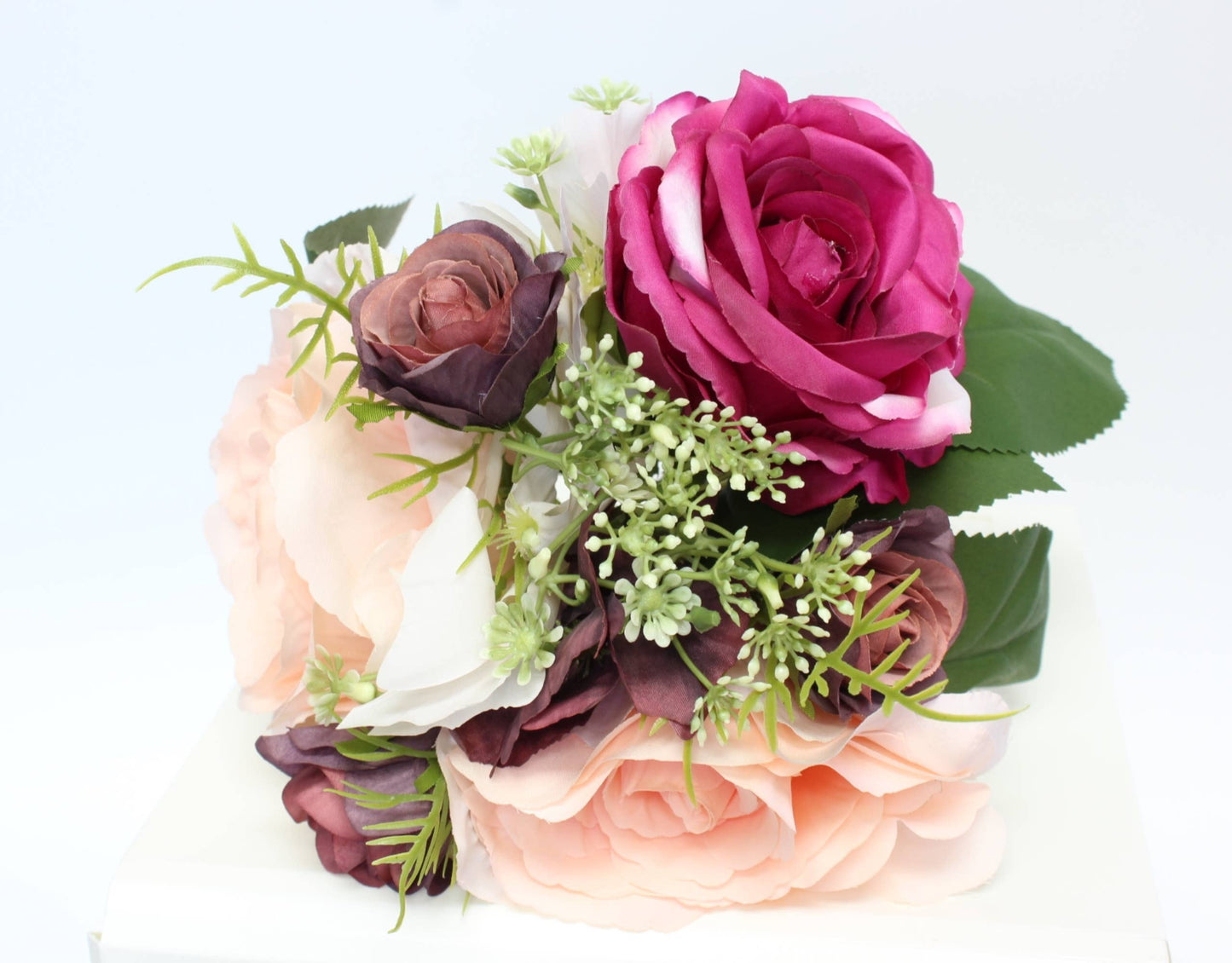 Artificial rose hydrangea greenery bouquet