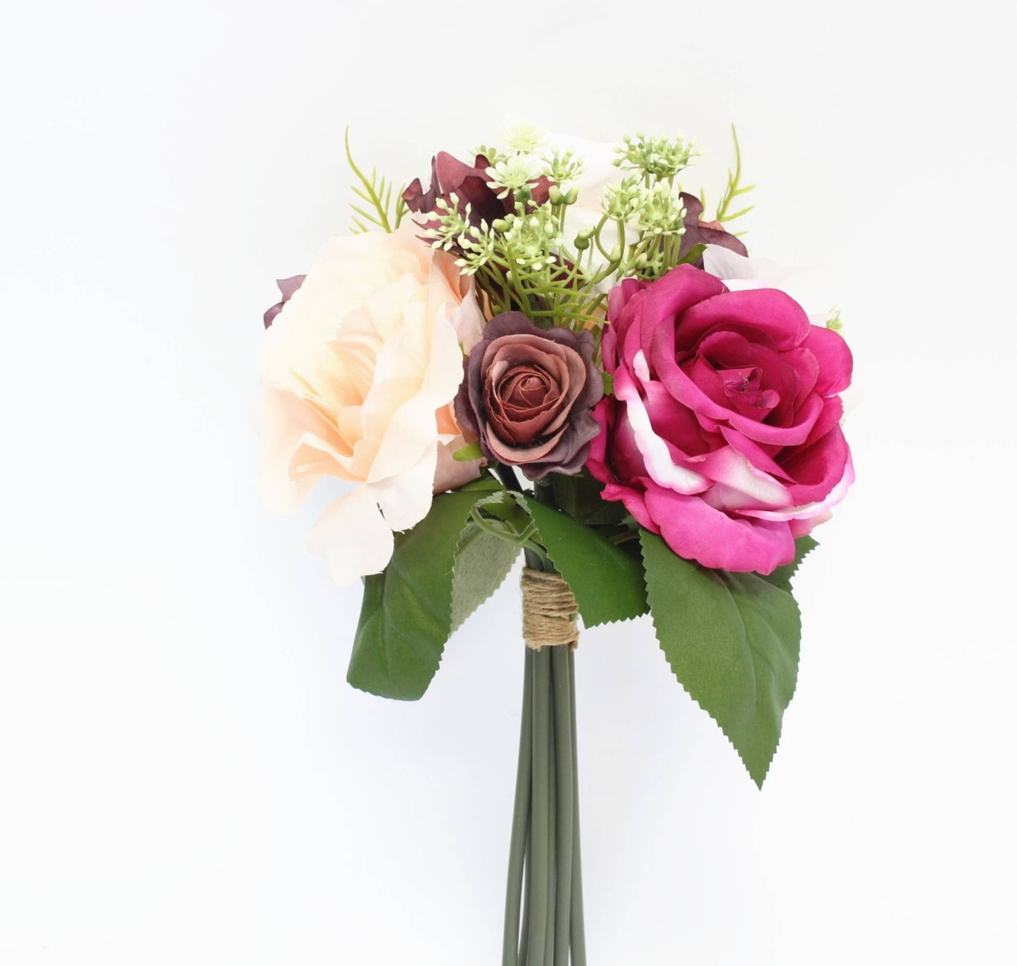 Artificial rose hydrangea greenery bouquet