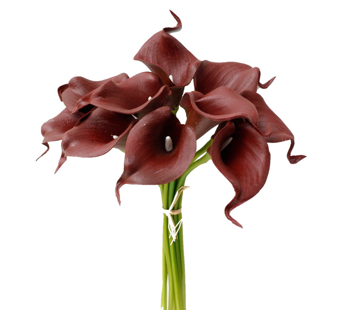 10 stem real touch calla lily-Red burgundy color palette