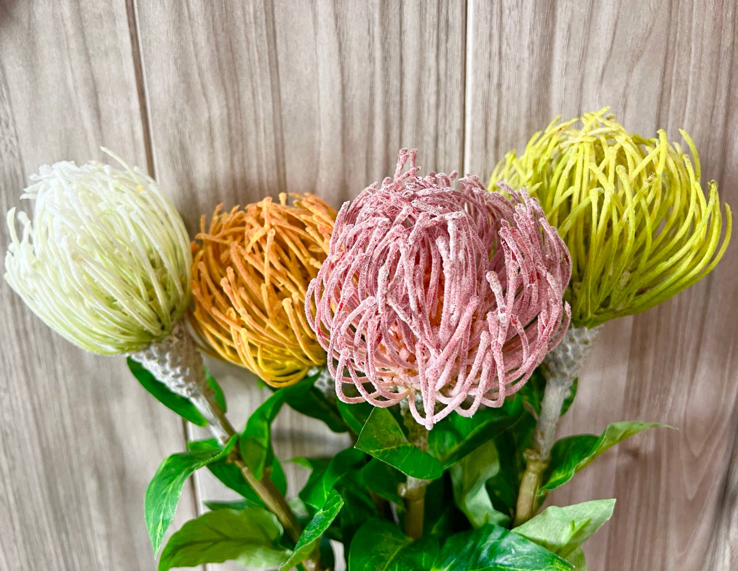 29" Artificial Saffron Pincushion Needle Protea