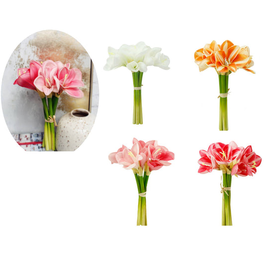 12" Real Touch faux Amaryllis - 8 blooms 2 buds