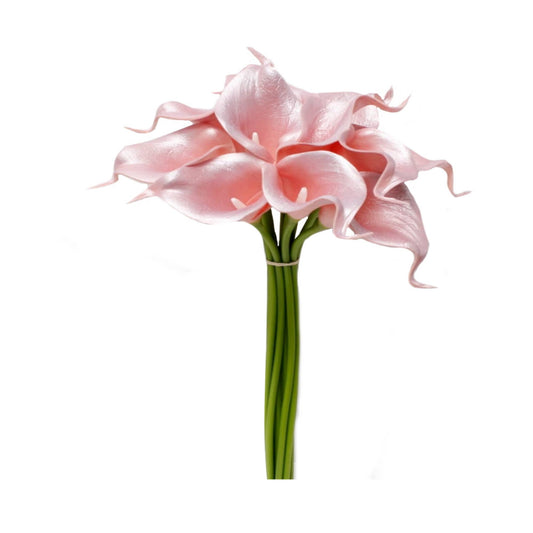 14"-10 stem bundled soft touch metallic rosegold calla lily