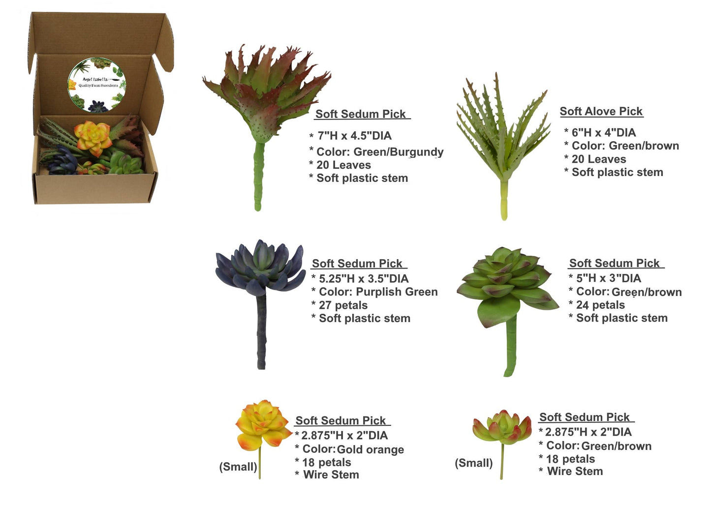 Pack of 6 - Artificial Succulent Picks