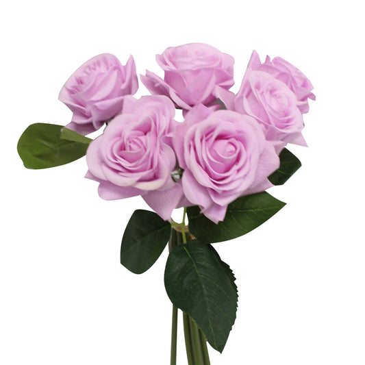 Pack of 6 stems-Real Touch medium open rose bouquet