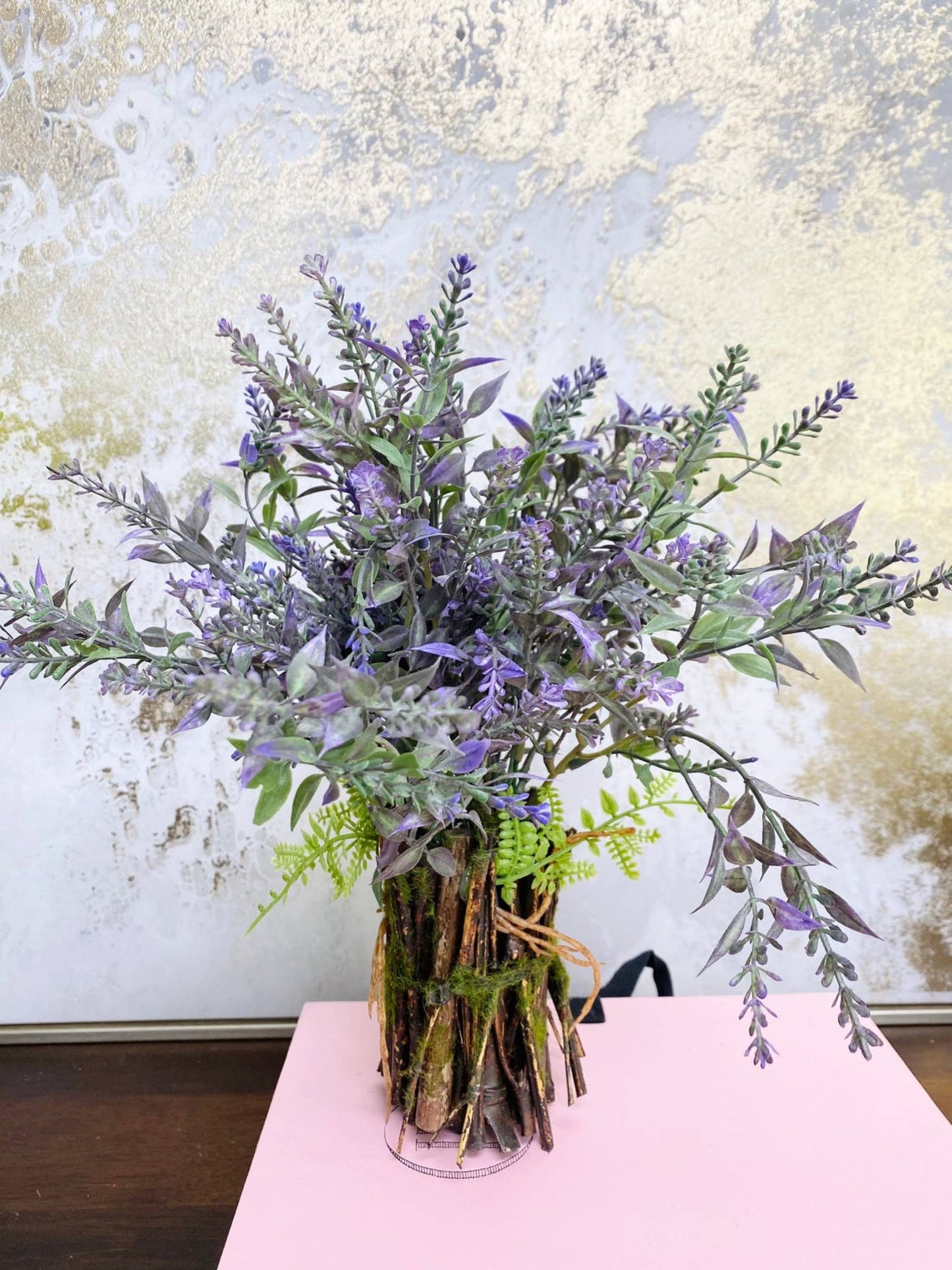 11” Tabletop centerpiece-artificial lavender bamboo stand