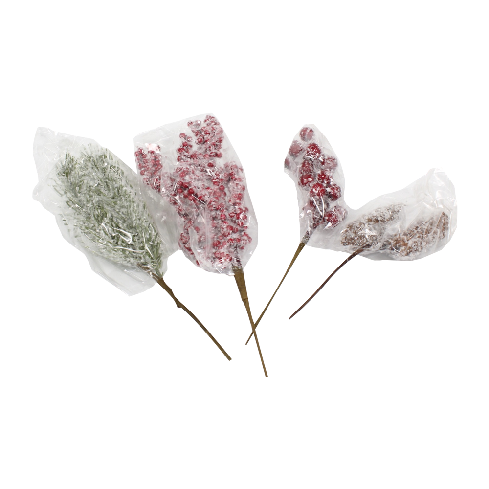 Pack of 18-Artificial Snowy Christmas Floral Succulent Picks