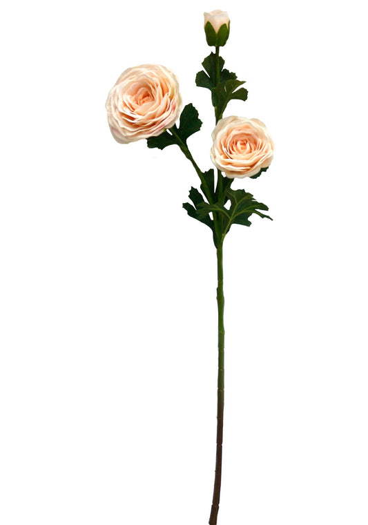 24" Real Touch ranunculus 2 flowers 1 bud