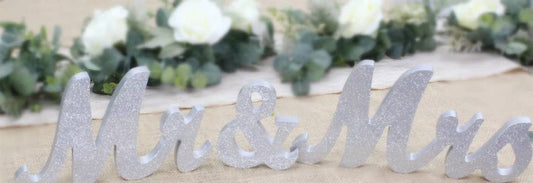 Metallic Wood Wedding Table Sign Mr. & Mrs.