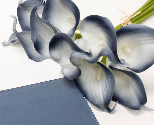 Pack of 10 stems-navy theme Real Touch calla lilies