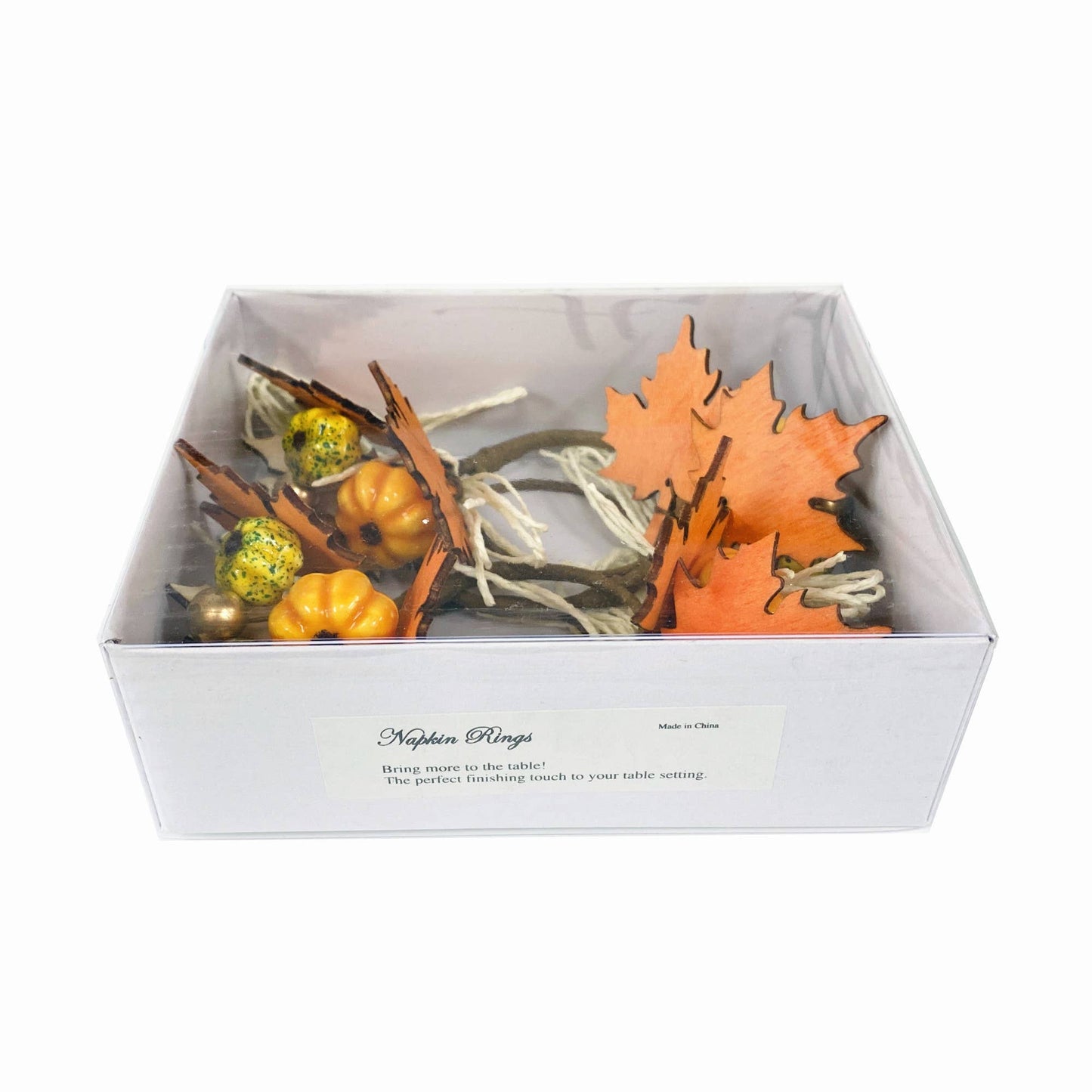 Pack of 6 - Wood Maple pumpkin Napkin rings for Thanksgiving