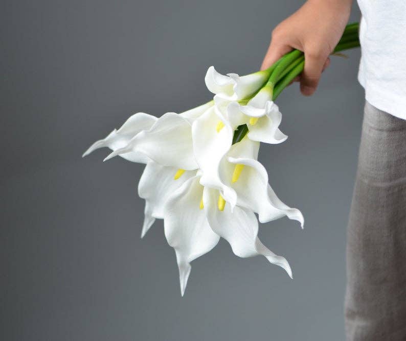 Pack of 9 - 16 inch Premium Real Touch Long tip Calla lily