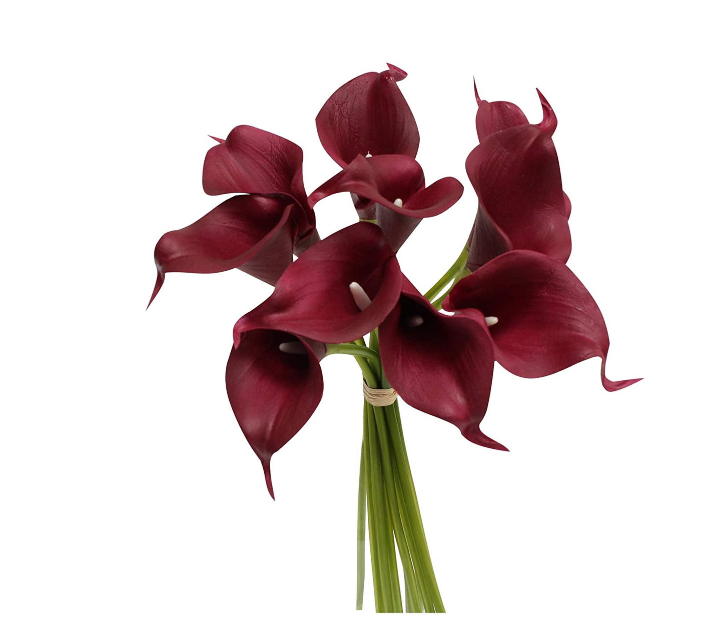 10 stem real touch calla lily-Red burgundy color palette