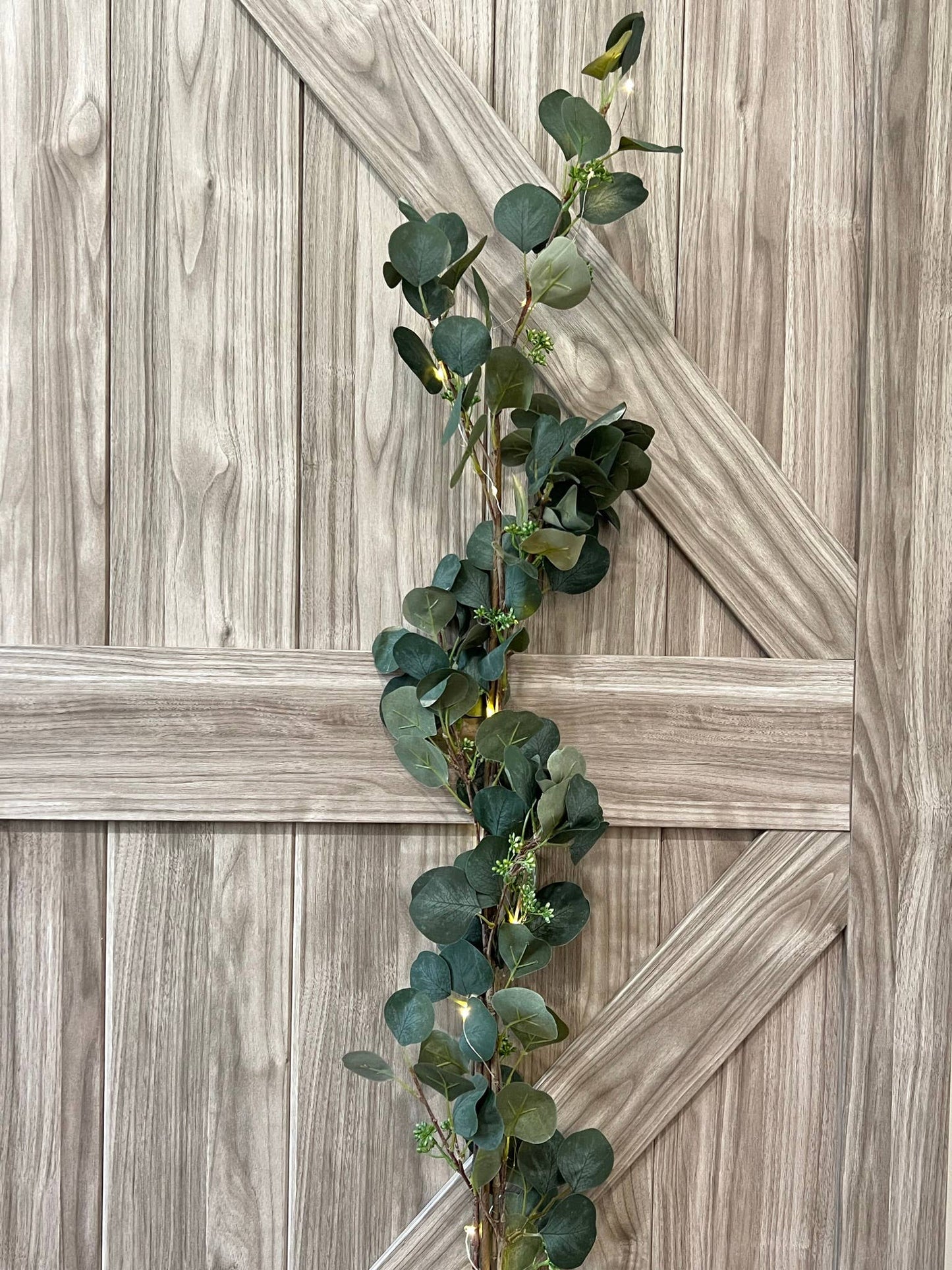 70" Lights-Seeded Artificial Eucalyptus Garland