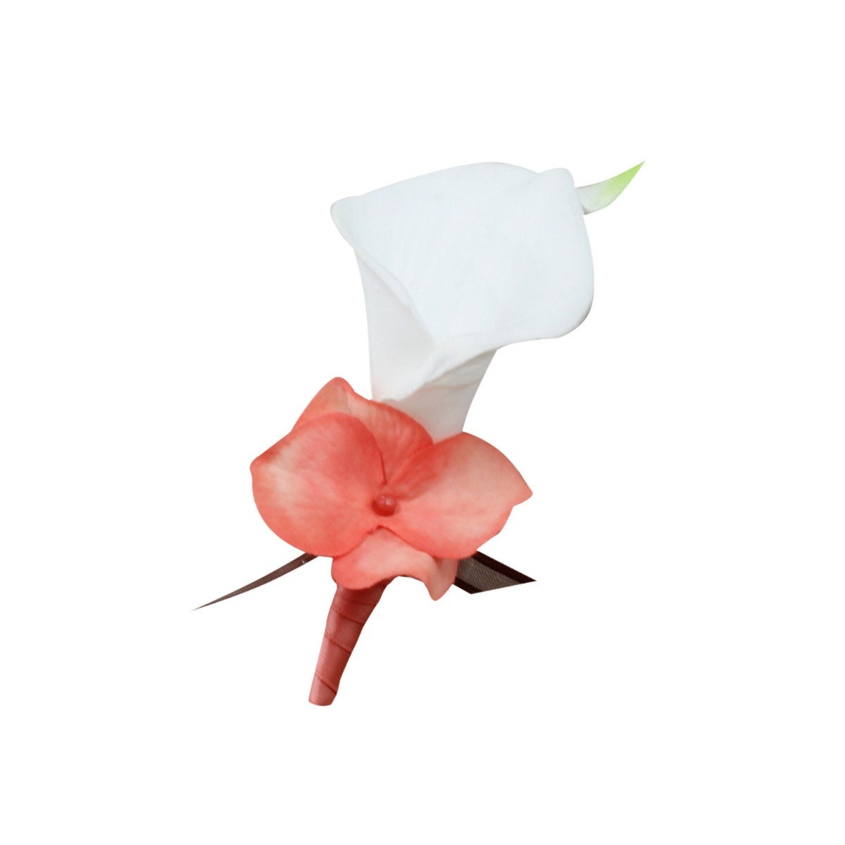 Peach Coral Artificial Calla Lily & Hydrangea Wedding Set