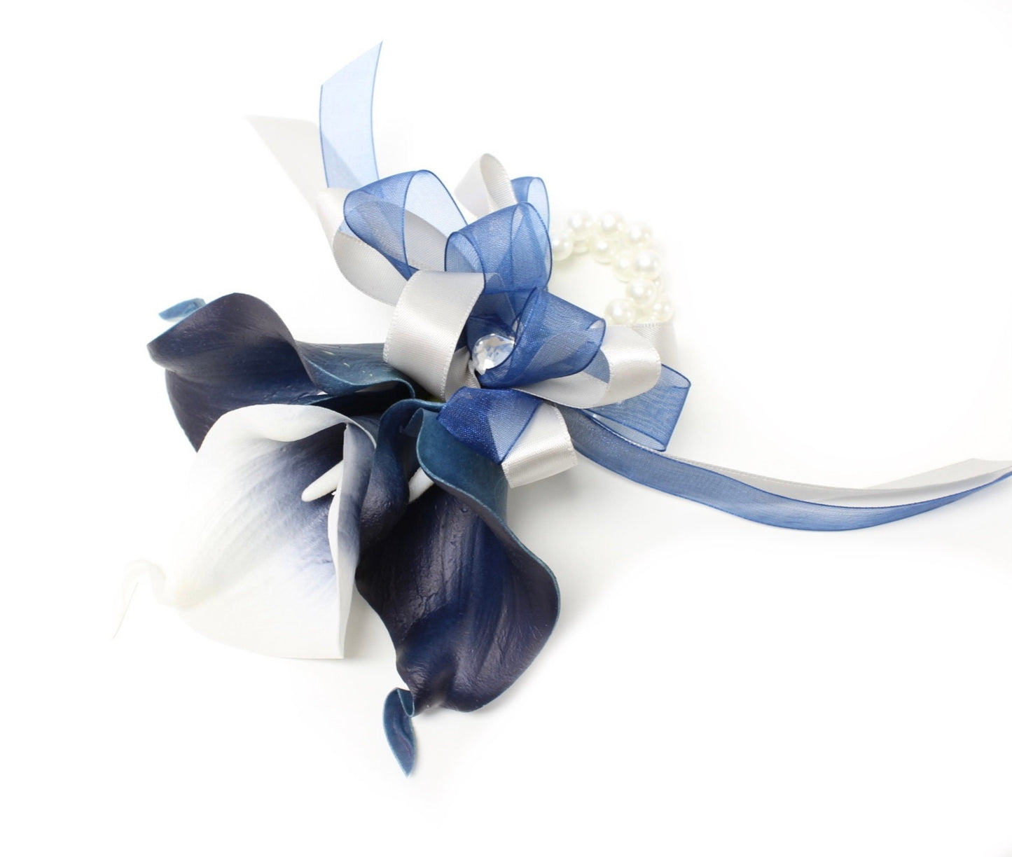 Elegant Navy Calla Lily Corsage & Boutonniere Set for Special Occasions