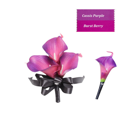 Elegant Cassis & Berry Calla Lily Corsage and Boutonniere Set