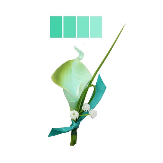 Real Touch Aqua Green Calla Lily Boutonniere - Elegant Wedding Accessory