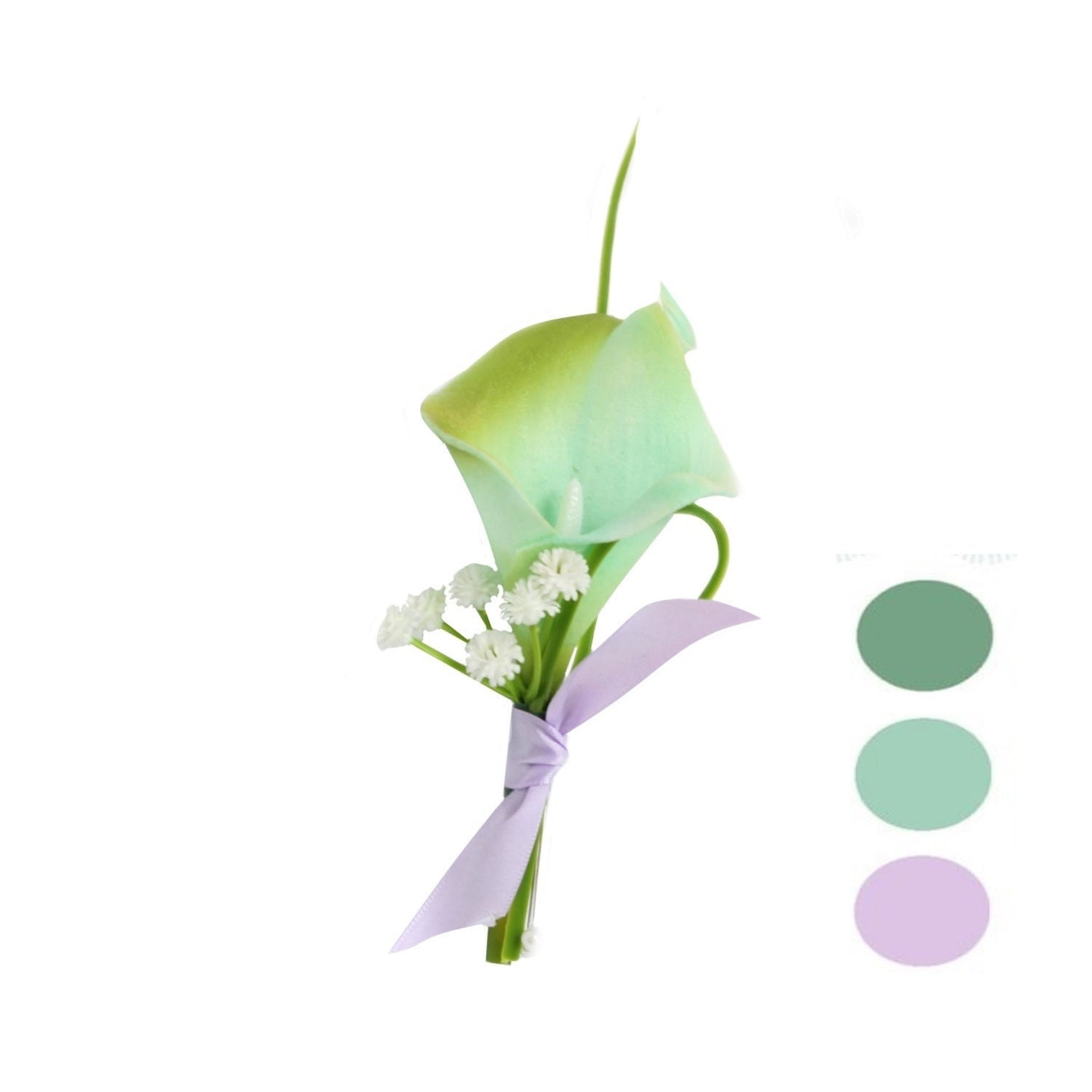 Real Touch Aqua Green Calla Lily Boutonniere - Elegant Wedding Accessory