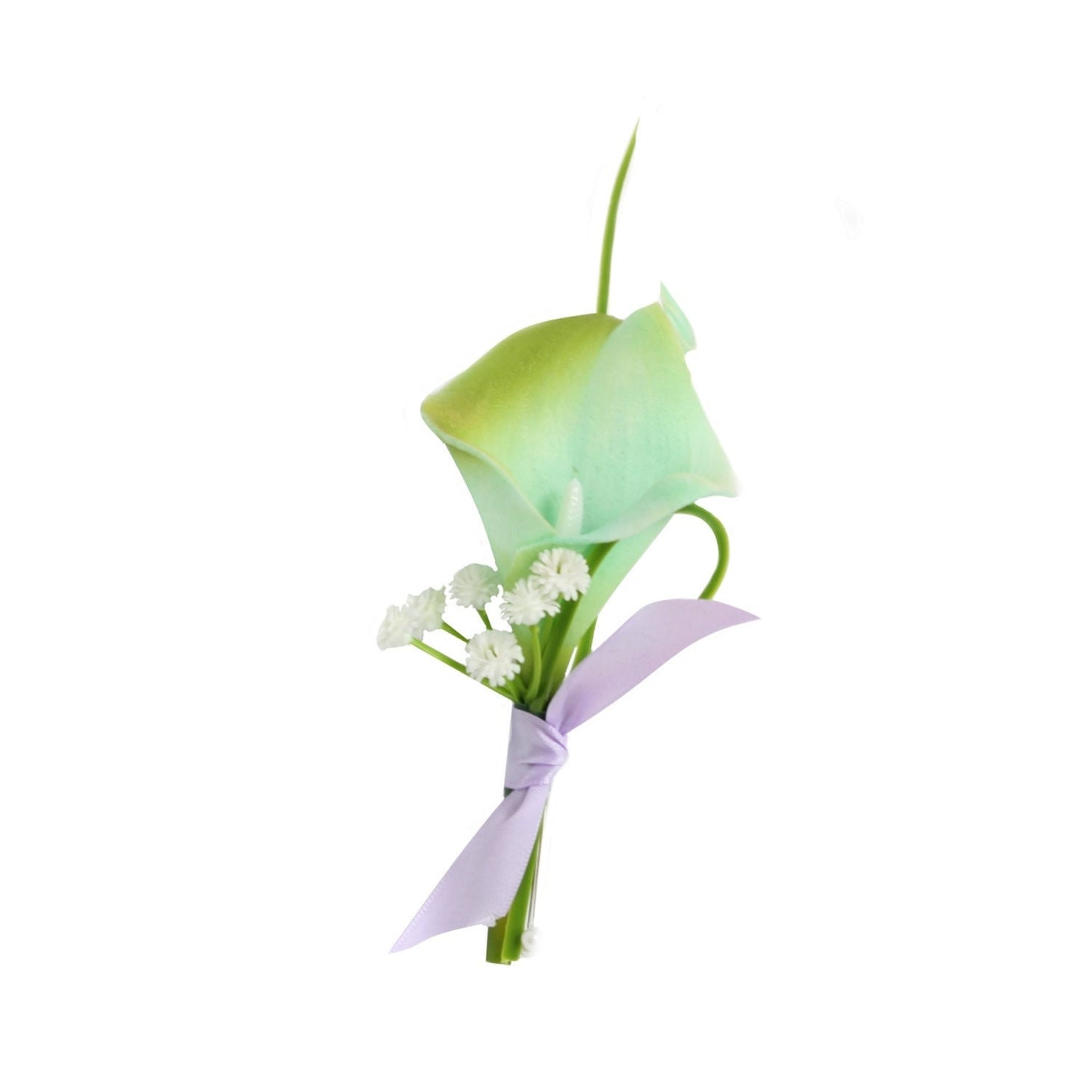 Real Touch Aqua Green Calla Lily Boutonniere - Elegant Wedding Accessory