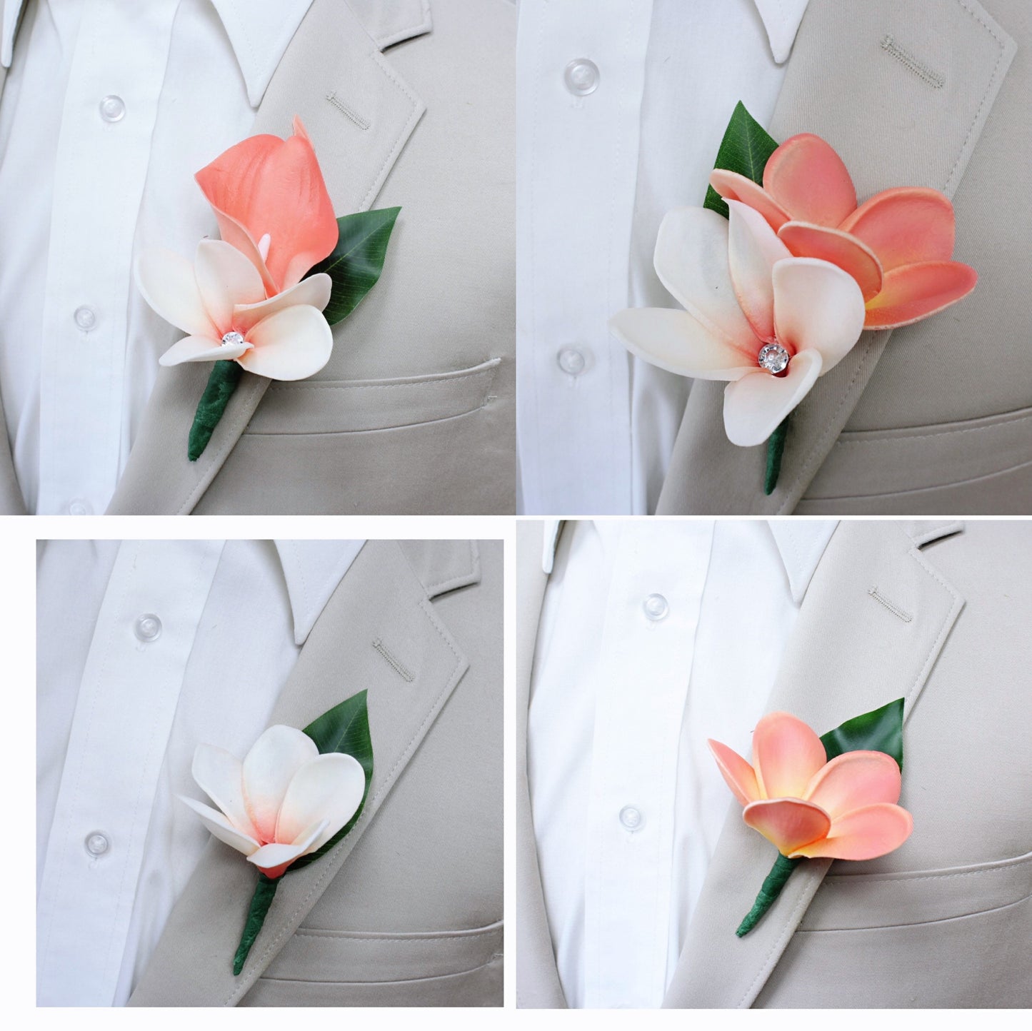 Real Touch Calla Lily & Plumeria Boutonniere in Sangria - Handcrafted Artificial Corsage
