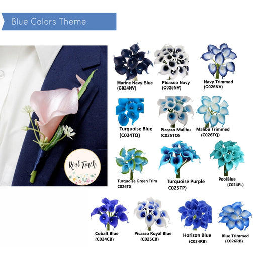 Customizable Real Touch Calla Lily Boutonniere - Over 40 Colors, Pin Included