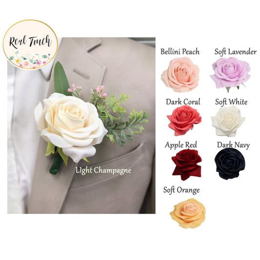 Elegant Real-Touch Rose Boutonniere for Prom, Homecoming, and Weddings