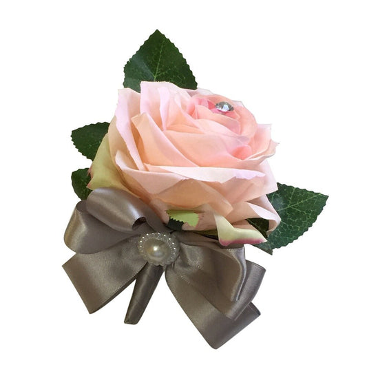 Luxury Personalized Rose Corsage with Pearl & Rhinestone Accents