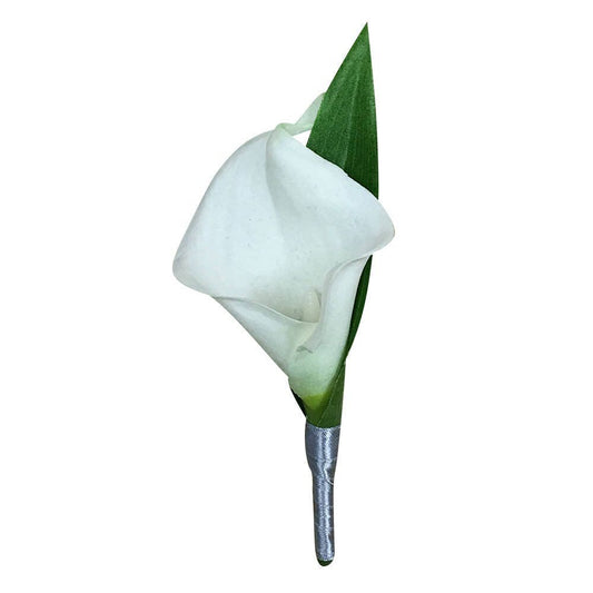 Customizable Real Touch Calla Lily Boutonniere - Hypoallergenic, Ideal for Prom & Weddings