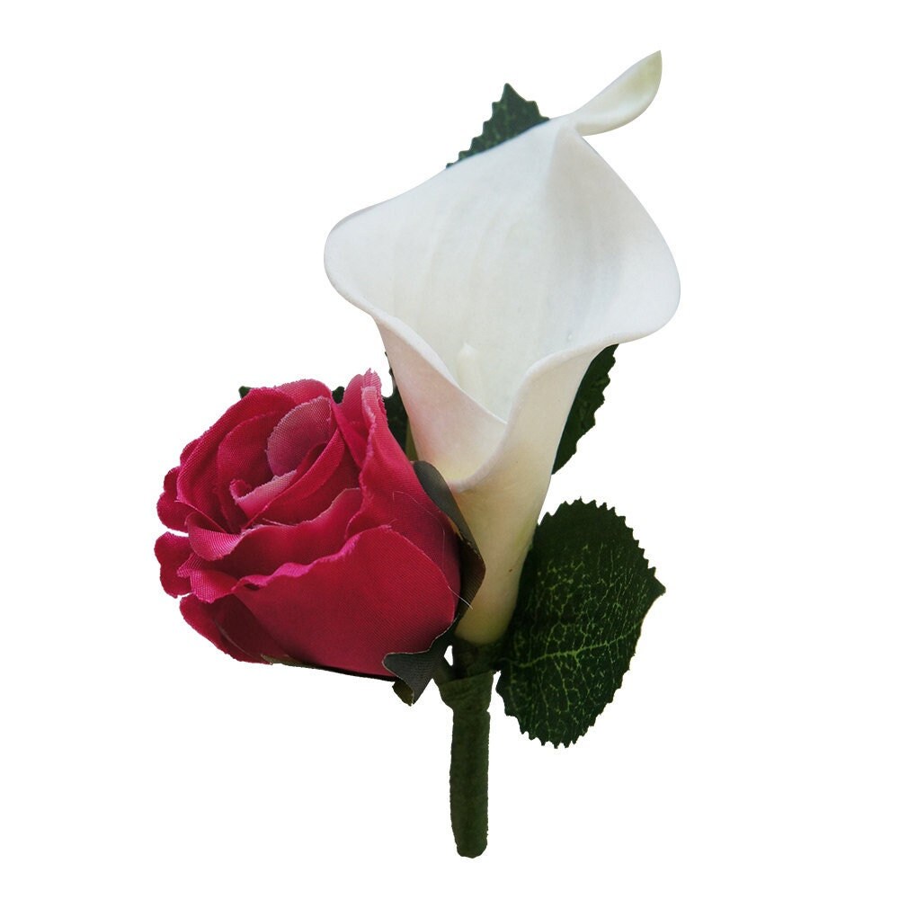 Elegant Calla Lily and Rose Bud Boutonniere - Customizable Colors