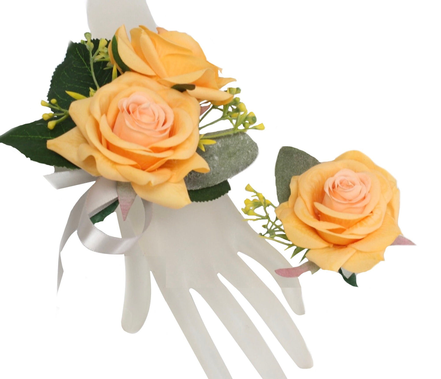 Luxurious Life-Like Rose Corsage & Boutonniere Set – Choose Your Color