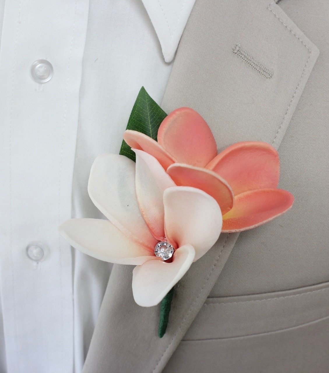 Real Touch Calla Lily & Plumeria Boutonniere in Sangria - Handcrafted Artificial Corsage
