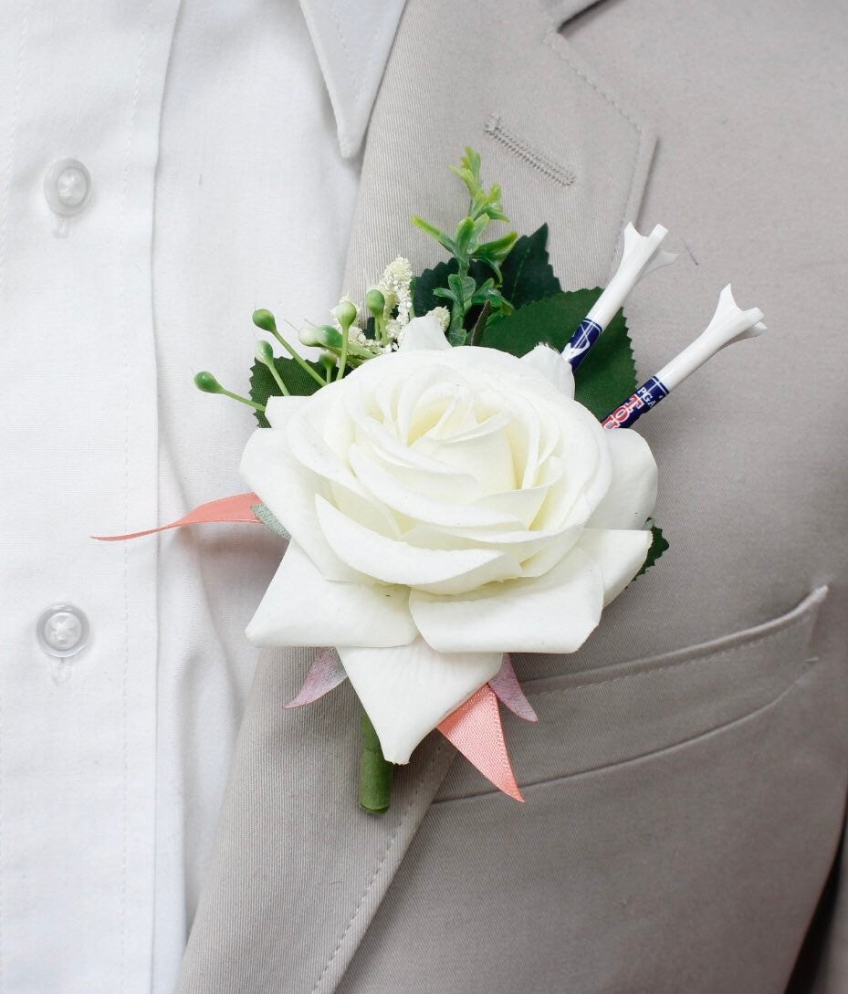 Sophisticated Artificial Rose Corsage & Boutonniere Set with Crystal Embellishments